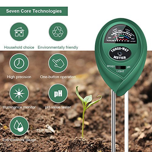 SONKIR Soil pH Meter, MS01 3-in-1 Soil Moisture/Light/pH Tester Gardening Tool Kits for Plant Care, Great for Garden, Lawn, Farm, Indoor & Outdoor Use