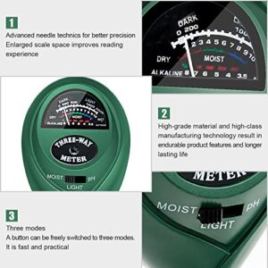 SONKIR Soil pH Meter, MS01 3-in-1 Soil Moisture/Light/pH Tester Gardening Tool Kits for Plant Care, Great for Garden, Lawn, Farm, Indoor & Outdoor Use