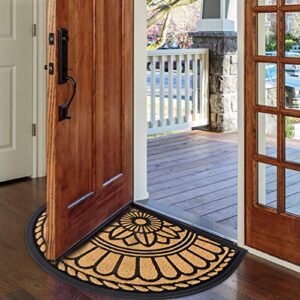 Mibao Half Round Door Mat, Non-Slip Welcome Entrance Way Mat, Durable Rubber Mats, Low-Profile Heavy Duty Doormat, Circle Mats for Garage, Patio, High Traffic Areas, 24" x 36", Yellow