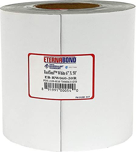 EternaBond RoofSeal White 6" x50' MicroSealant UV Stable RV Roof Seal Repair Tape | 35 mil Total Thickness - EB-RW060-50R - One-Step Durable, Waterproof and Airtight Sealant