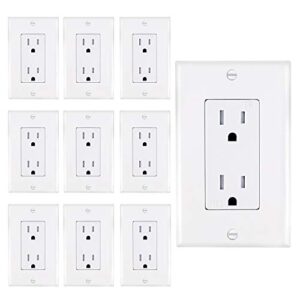 abbotech 15a tamper resistant duplex receptacle standard wall outlet decorative electrical outlet, child proof safety,wall plates included, white, ul listed.