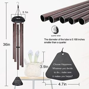 ASTARIN Sympathy Wind Chimes Outdoor Large Deep Tone,36" Handmade Wind Chimes Tuned Relaxing Melody, Memorial Windchime Unique Personalized for Garden Decor, Bronze (A Free Card)