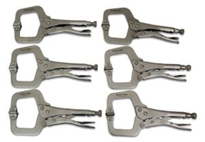 ion tool 6 pack - 11” c-clamp locking pliers, swivel pads