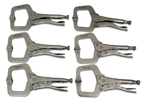 ION TOOL 6 Pack - 11” C-Clamp Locking Pliers, Swivel Pads