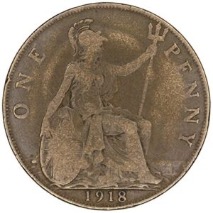 1918 uk uk george v great britain british bronze penny km# 810 penny fair