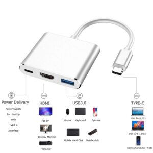 USB-C to HDMI Adapter (Supports 4K / 30Hz) - Type- C 3 in 1 Converter Cable for 2017/2018 MacBook Pro, MacBook, Mac Pro, iMac, Chromebook, & More USB 3.0 Type-C Devices