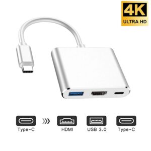 USB-C to HDMI Adapter (Supports 4K / 30Hz) - Type- C 3 in 1 Converter Cable for 2017/2018 MacBook Pro, MacBook, Mac Pro, iMac, Chromebook, & More USB 3.0 Type-C Devices