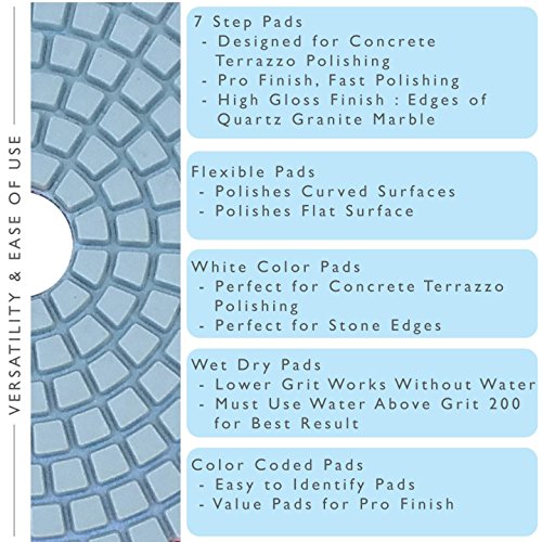 Stadea PPW119D Diamond Polishing Pads 4 Inch Grit 50 - For Concrete Marble Terrazzo Floor Granite Stone Counter Edge Wet Polishing - Pack of 2