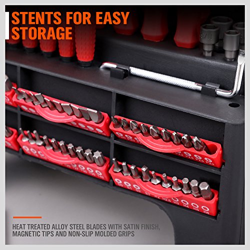 HORUSDY Tools for Men | 102-Piece Magnetic Screwdriver Set with Plastic Racking, Includs Precision screwdriver and Magnetizer Demagnetizer DIY Tools for Men Tools Gift