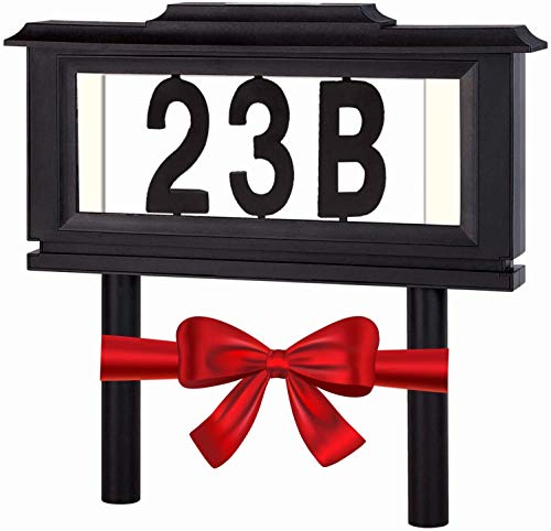 Lighted House Numbers Address Sign - Solar Lighted Address Numbers Signs for Houses or for Yard - Led Light up House Numbers - Solar House Number Sign Auto On at Night Off at Daylight