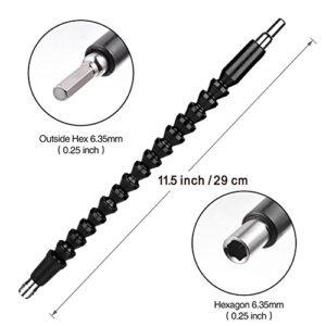 11.5 Inch Flexible Extension Shaft with 10 Drill Bit Sets, 1/4" Hex Head Magnetic Connect Drive Shaft Tip, Drill Flexible Shaft, Batch Head Connecting Rod Multi-Angle Work