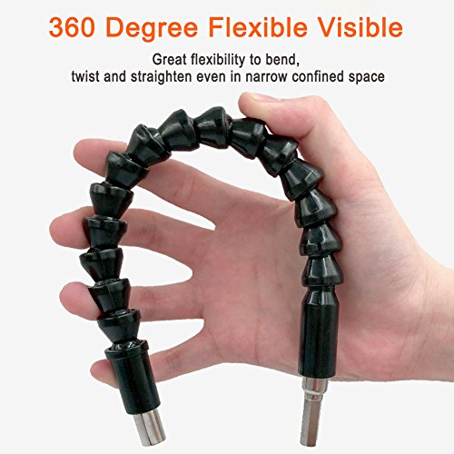 11.5 Inch Flexible Extension Shaft with 10 Drill Bit Sets, 1/4" Hex Head Magnetic Connect Drive Shaft Tip, Drill Flexible Shaft, Batch Head Connecting Rod Multi-Angle Work