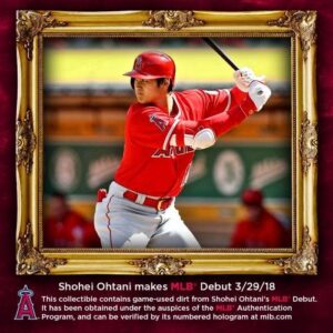 Shohei Ohtani Los Angeles Angels Crystal Baseball with Game-Used Dirt from MLB Debut - MLB Game Used Baseballs