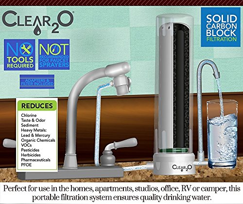 Clear2o CCT2000 Countertop Drinking Water Filter System, Reduces over 200 harmful contaminants – including chlorine, lead, mercury, sediment, heavy metals and VOC’s, White