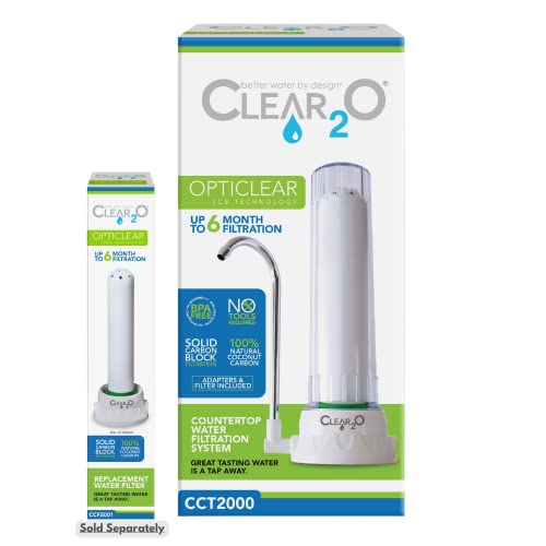 Clear2o CCT2000 Countertop Drinking Water Filter System, Reduces over 200 harmful contaminants – including chlorine, lead, mercury, sediment, heavy metals and VOC’s, White