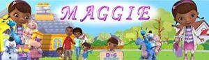 doc mcstuffins #1-8.5"x30" personalized name poster, customize with your child's name, birthday party banner