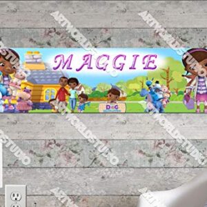 Doc McStuffins #1-8.5"x30" Personalized Name Poster, Customize With Your Child's Name, Birthday Party Banner