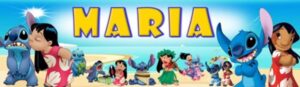 lilo and stitch - 8.5"x30" personalized name poster, customize with your child's name, birthday party banner