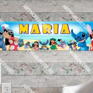 Lilo and Stitch - 8.5"x30" Personalized Name Poster, Customize With Your Child's Name, Birthday Party Banner