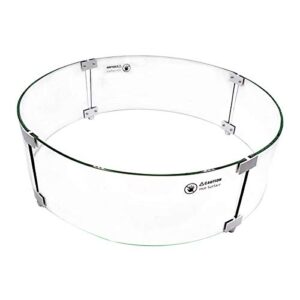 skyflame 24" round fire pit glass wind guard, thick & clear tempered glass flame shield with bracket & feet, fit for outdoor propane/natural gas fire pit/table