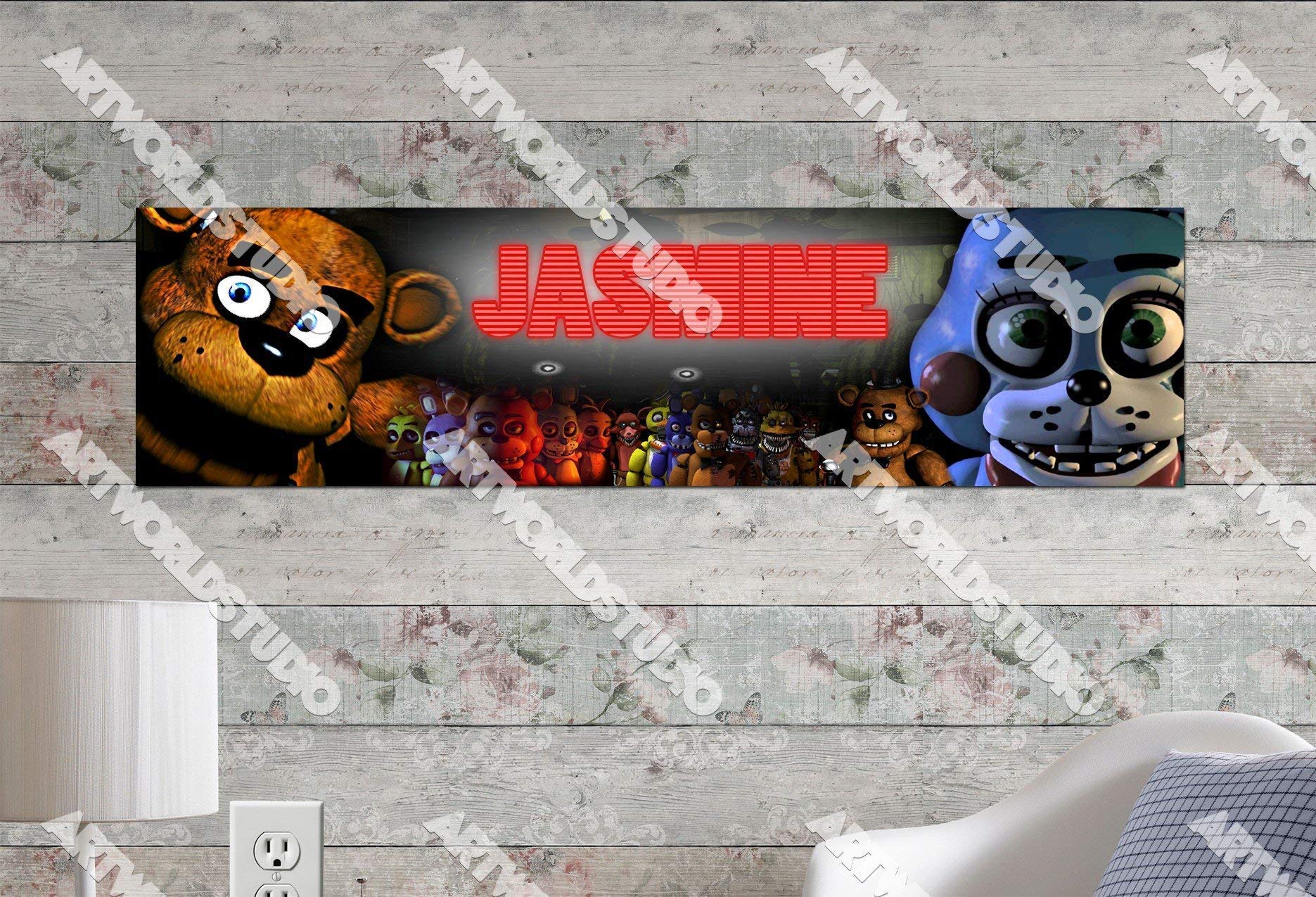 Five Nights at Freddy's - 8.5"x30" Personalized Name Poster, Customize With Your Child's Name, Birthday Party Banner