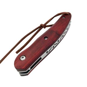 ALBATROSS HGDK004 Awesome EDC Damascus Pocket Folding Knife lanyard, Rosewood Handle, Gifts/Collections