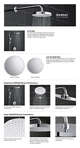 KOHLER 76465-CP Awaken Showerhead, Polished Chrome 10 Inch