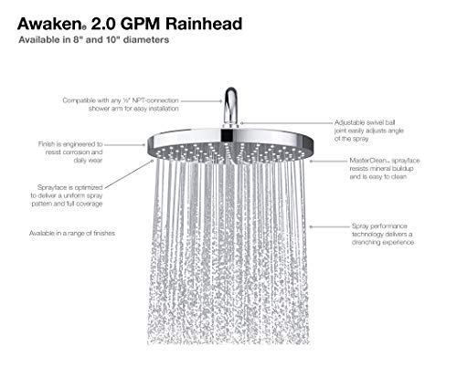 KOHLER 76465-CP Awaken Showerhead, Polished Chrome 10 Inch