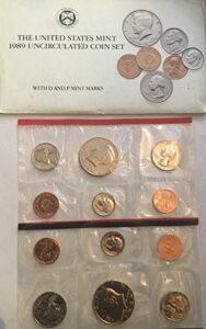 1989 p d us mint set 10 piece in original packaging from us mint brilliant uncirculated