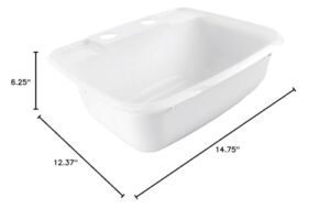 recpro rectangle rv bathroom sink | single bowl lavatory sink | camper sink | plastic (white)