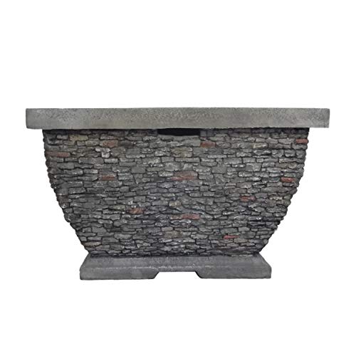 Christopher Knight Home Laraine Outdoor 32" Wood Burning Light-Weight Concrete Square Fire Pit, Grey