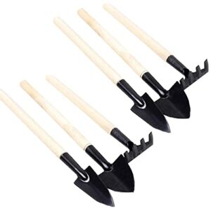 6 pcs garden tools mini gardening kit plant potted flower gadget wooden handles for transplanting seedlings, cultivating and weeding flowers and vegetable seedlings