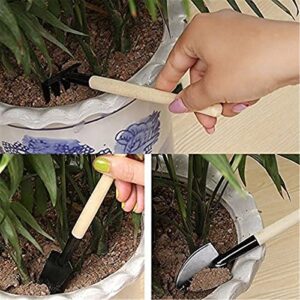 6 Pcs Garden Tools Mini Gardening Kit Plant Potted Flower Gadget Wooden Handles for Transplanting Seedlings, Cultivating and Weeding Flowers and Vegetable Seedlings