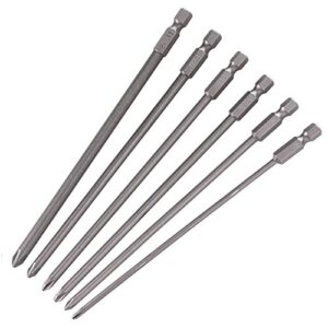 Yakamoz 6Pcs 1/4 Hex Shank Magnetic Cross Phillips Screw Head Screwdriver Bits Set Power Tools | 5.9-Inch Length