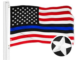 g128 blue lives matter flag | 3x5 ft | toughweave series embroidered 210d polyester | duty and honor flag, embroidered design, indoor/outdoor, vibrant colors, brass grommets