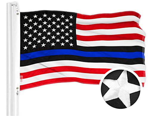 G128 Blue Lives Matter Flag | 3x5 Ft | ToughWeave Series Embroidered 210D Polyester | Duty and Honor Flag, Embroidered Design, Indoor/Outdoor, Vibrant Colors, Brass Grommets