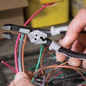 Klein Tools J215-8CR Multitool Pliers, Hybrid Multi Purpose Tool / Crimper, Wire Stripper, Bolt Shearing, Wire Grabbing, Twisting, Looping