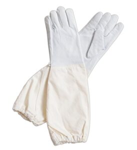 forest beekeeping supply - goatskin leather beekeeper's glove with long canvas sleeve & elastic cuff. (large)