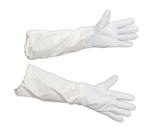 Forest Beekeeping Supply - Goatskin Leather Beekeeper's Glove with Long Canvas Sleeve & Elastic Cuff. (Large)