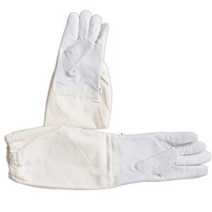 Forest Beekeeping Supply - Goatskin Leather Beekeeper's Glove with Long Canvas Sleeve & Elastic Cuff. (Large)