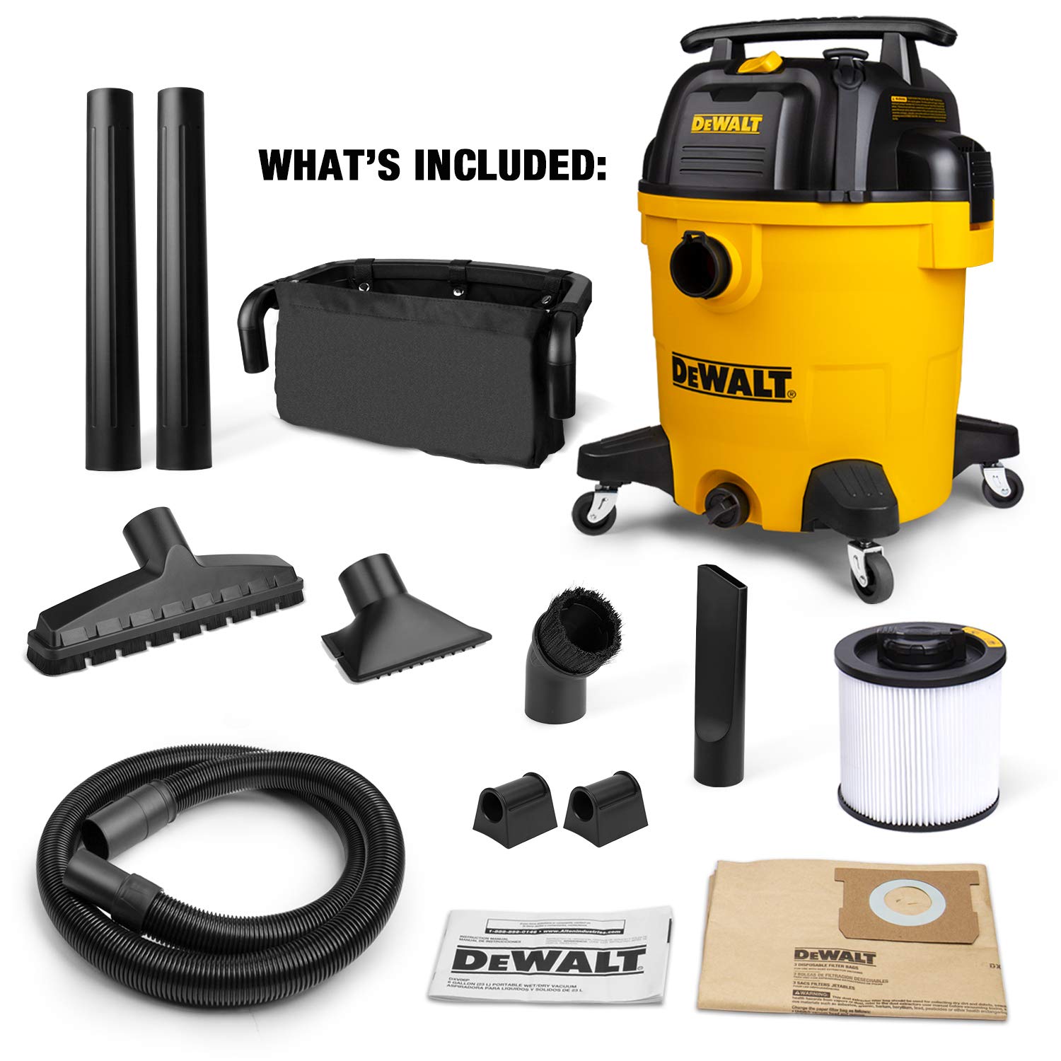 DeWALT 12 gallon Poly Wet/Dry Vac,Yellow,DXV12P