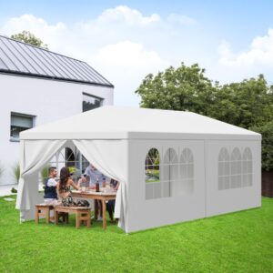 LEMY 10 X 20 Outdoor Wedding Party Tent Camping Shelter Gazebo Canopy with Removable Sidewalls Easy Set Gazebo BBQ Pavilion Canopy Cater Events