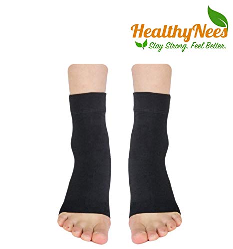 HealthyNees Extra Wide Ankle Big Feet 20-30 mmHg Compression Swelling Foot Pain Circulation Plus Size Sock Open Toe Sleeve (Black, Extra Wide Ankle 5XL)