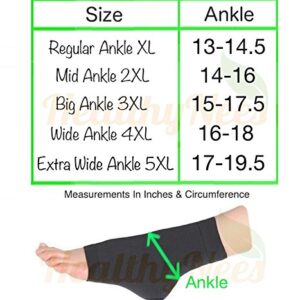 HealthyNees Extra Wide Ankle Big Feet 20-30 mmHg Compression Swelling Foot Pain Circulation Plus Size Sock Open Toe Sleeve (Black, Extra Wide Ankle 5XL)