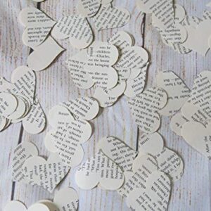 Book Page Heart Confetti 2 Inch Shapes Classic Novel 200 Piece Party Decorations Literary Theme Wedding Decor