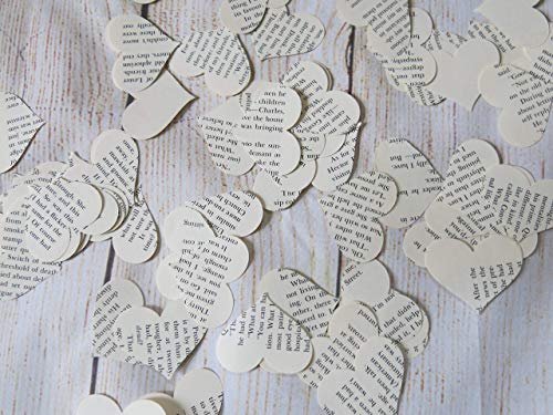 Book Page Heart Confetti 2 Inch Shapes Classic Novel 200 Piece Party Decorations Literary Theme Wedding Decor