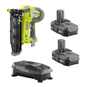 ryobi 18v airstrike 16-gauge 3/4-2-1/2in cordless nailer p325 + p118 charger & (2) p102 batteries (renewed)