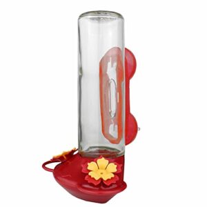 perky-pet 455-2 mounted 445-2 glass window hummingbird feeder, red – 14 oz