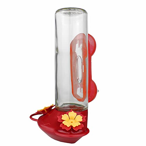 Perky-Pet 455-2 Mounted 445-2 Glass Window Hummingbird Feeder, Red – 14 oz