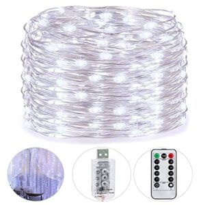 hsicily fairy lights plug in, 49ft 150 led fairy lights for bedroom, indoor string lights with remote, 8 modes usb twinkle lights for christmas thanksgiving patio wedding party outdoor decor